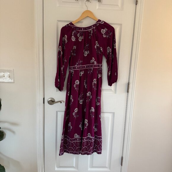 NWT Loft Petite Floral Puff Sleeve Button Midi Dress 00P - Picture 7 of 8